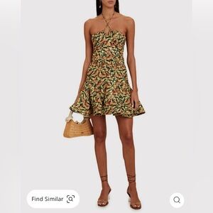 AGUA BY AGUA BENDITA Anturio Monarca floral-print linen mini halterneck dress